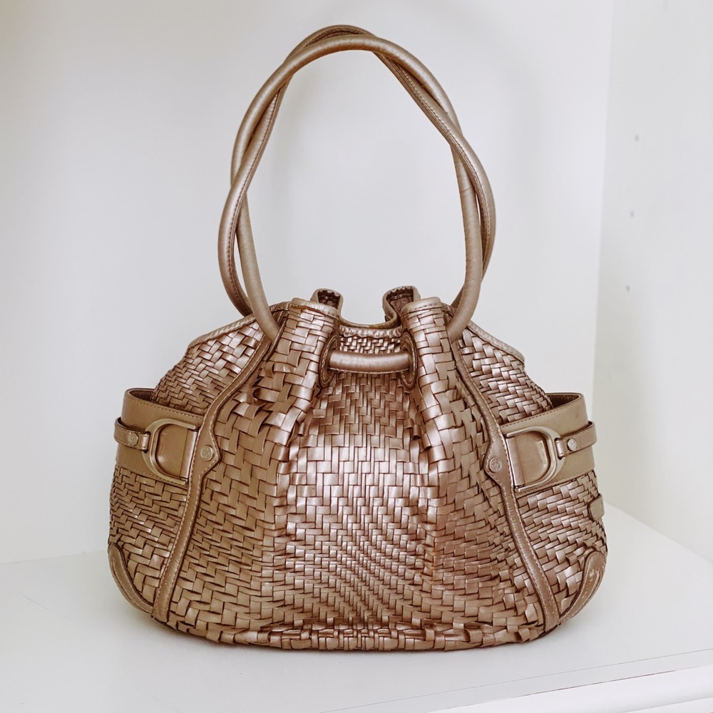 Cole Haan Genevieve Leather Saddle Tote Hand Bag